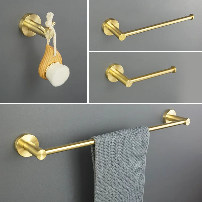 crochet mural salle bain acier inoxydable finition doré brossé moderne serviette