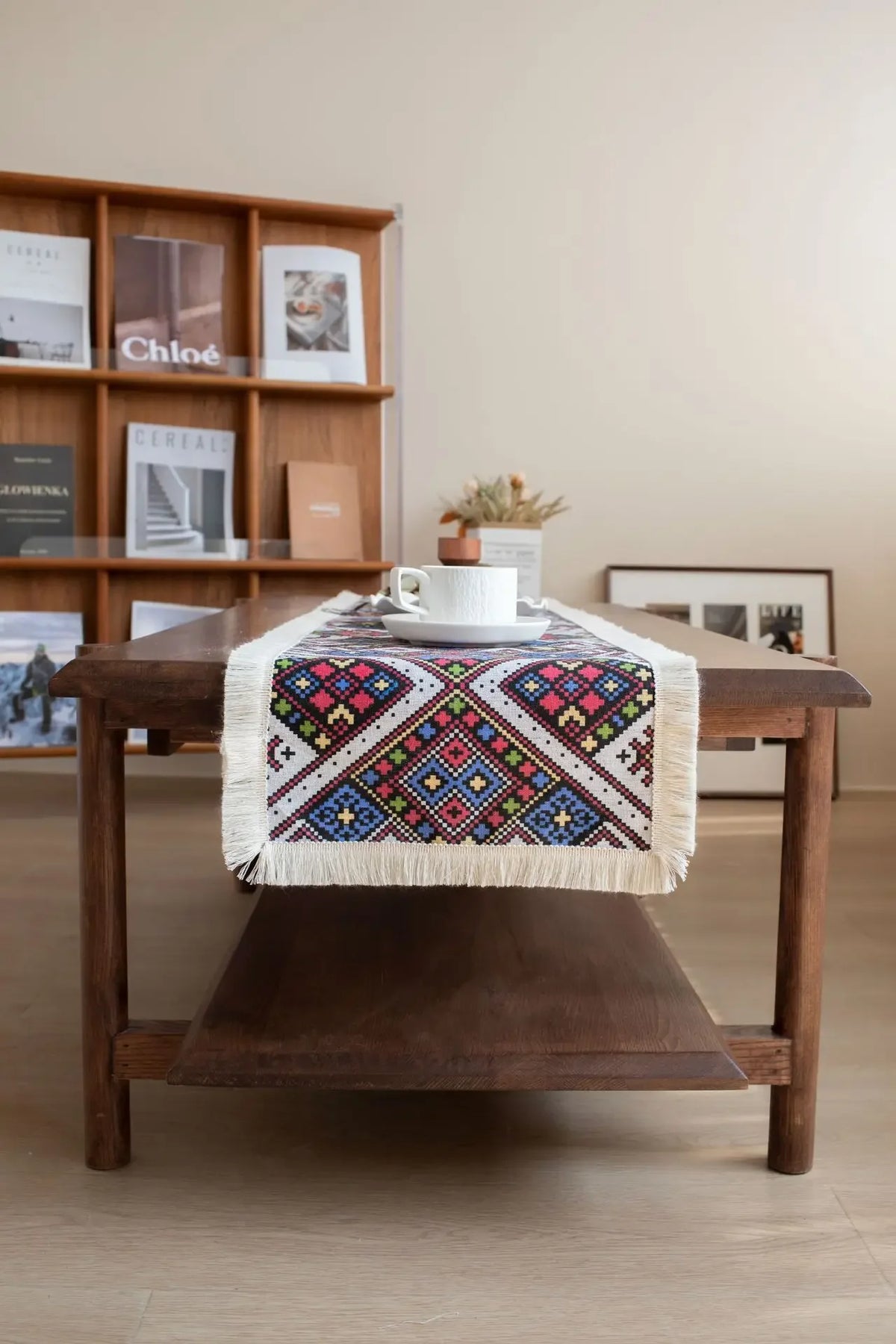 tableau multicolore ethnique motif géométrique polyester coton carrés losanges décoration maison