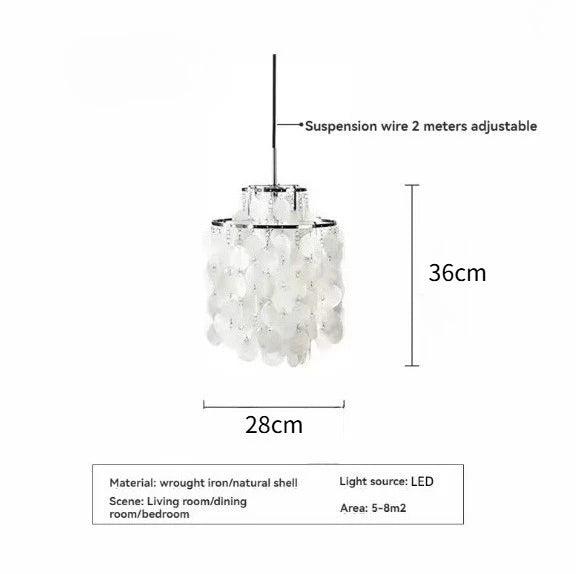 Suspension lumineuse moderne fer blanc coquillage superposé éolienne élégante chambre restaurant