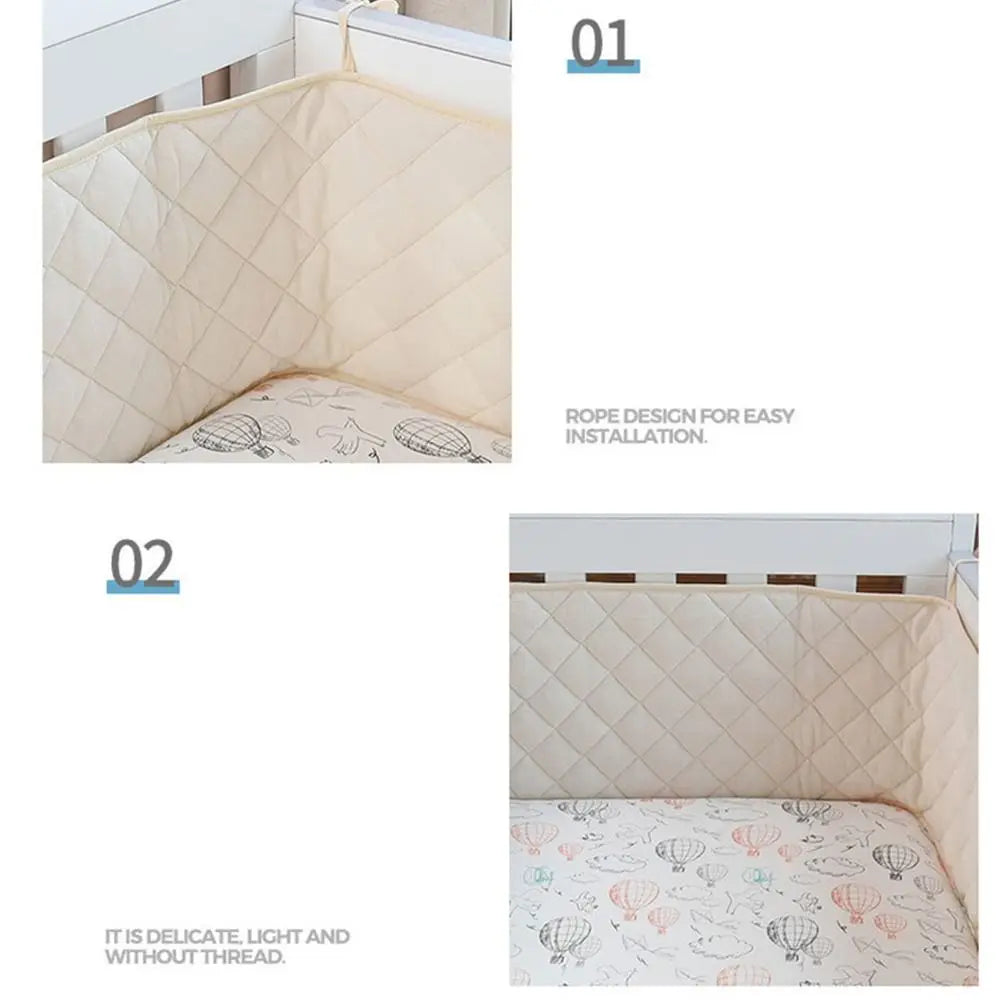coussin lit bébé coton rose quilté moderne rubans fixations 60cm 120cm