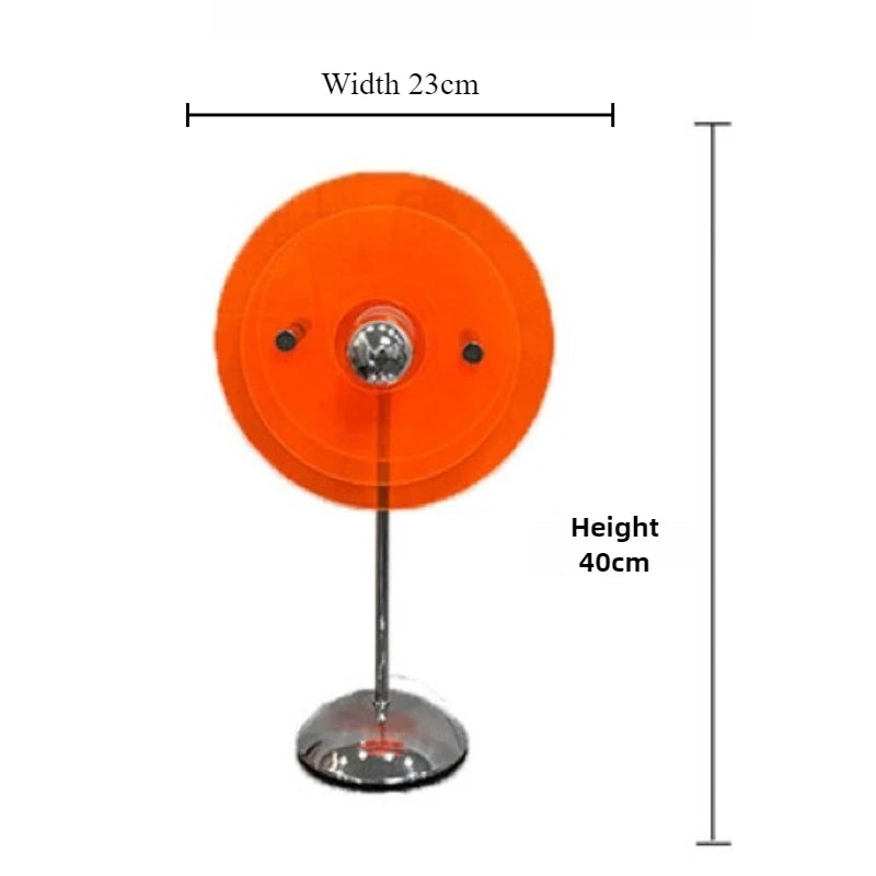 lampe table moderne transparente vert orange bleu pied chromé câble électrique minimalist LED