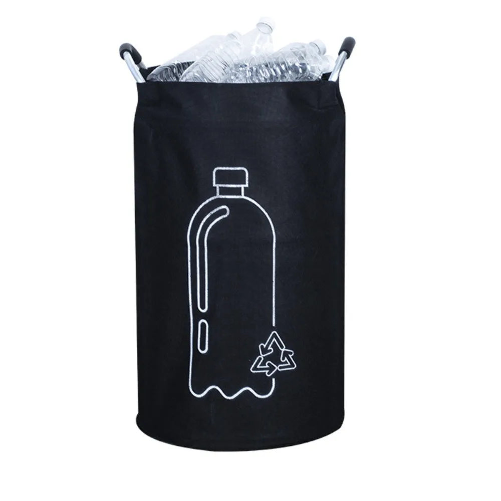 sac rangement réutilisable multi usages bouteilles plastique déchets recyclables noir blanc anse métallique moderne