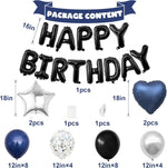 Bannière Joyeux Anniversaire bleu marine et noir