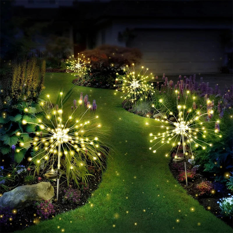 guirlande lumineuse solaire moderne 60 90 120 150 200 led multicolore feu d'artifice piquet