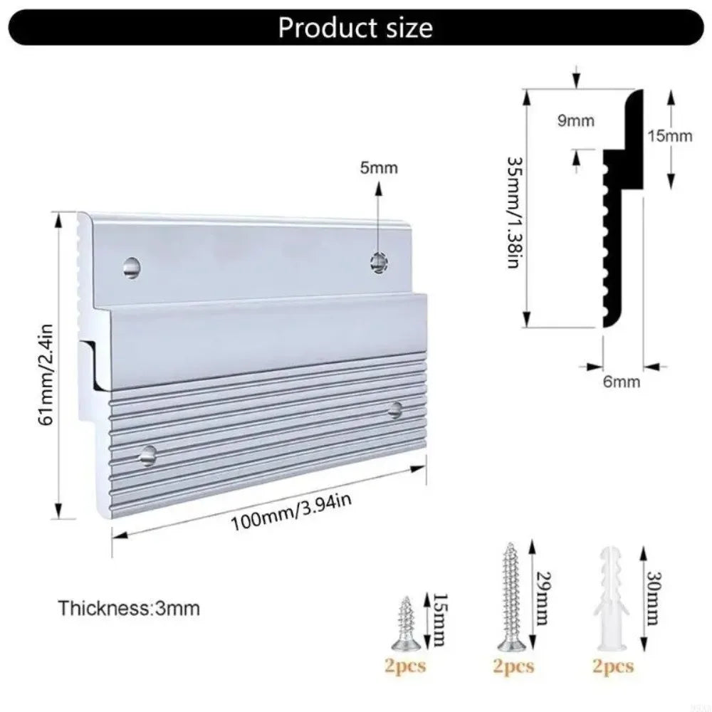 supports murals modernes argentés rayures horizontales vis fixation 305 mm longueur 35 mm largeur