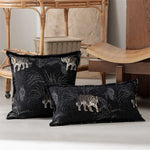 housse coussin rectangle chenille léopard brodé 30x60cm noir moderne décoration sofa lit bar