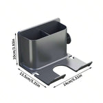 porte sèche cheveux adhésif moderne gris métallisé salle bain rangement brosse gobelet téléphone