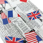 tissu coton lin imprimé journal vintage drapeaux motifs textes protection uv