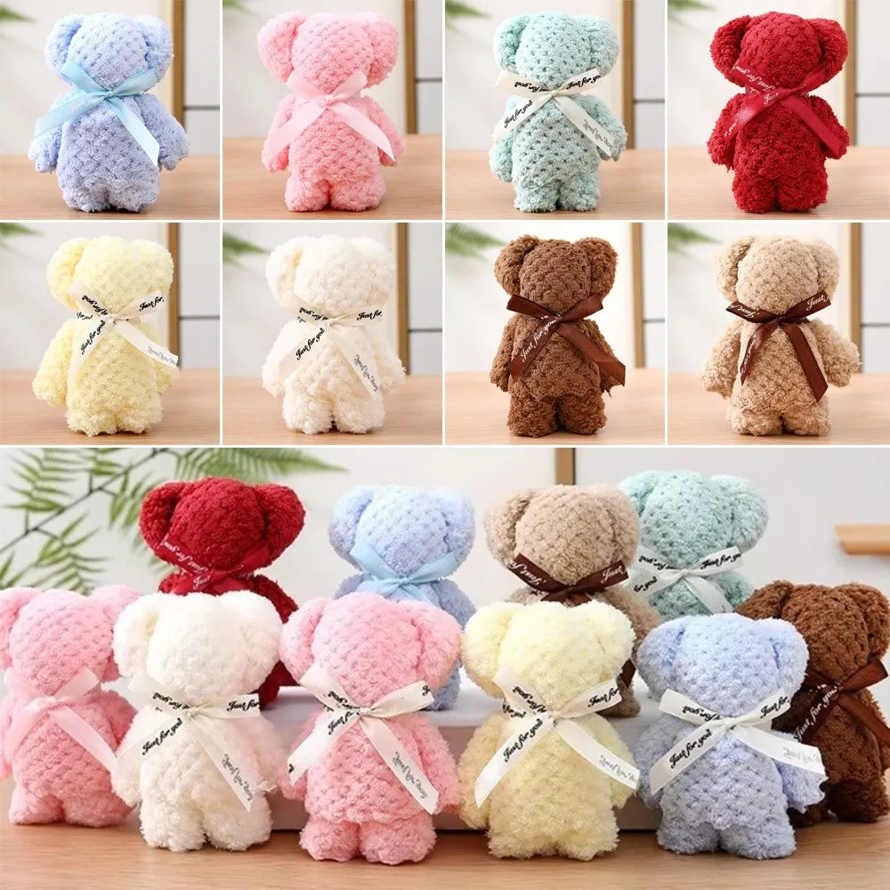 serviette ours peluche fourrure douce marron rouge blanc rose bleu clair beige jaune clair