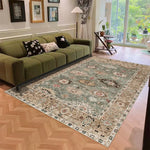 tapis floral orné vert beige bleu classique vintage antidérapant extérieur salon chambre prière