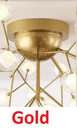 Suspension moderne or boules translucides 54 ampoules led grande taille chambre salon