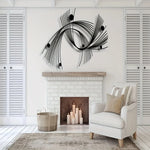 décoration murale abstraite métal noir blanc lignes courbes formes géométriques moderne minimalisteintérieurextérieur