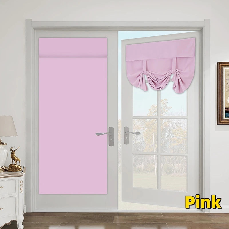 rideaux porte beige tissu texturé nouable adhésif décoration isolation thermique machine lavable