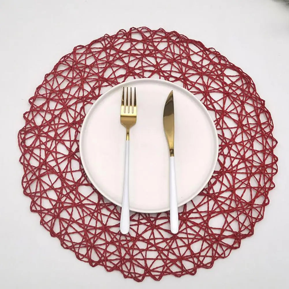 placemats tissés modernes beige rouge marron rose clair géométriques 38cm