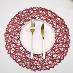 placemats tissés modernes beige rouge marron rose clair géométriques 38cm