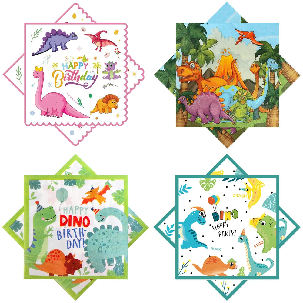 serviettes jetables multicolores dinosaures anniversaire enfants poisson d'avril mariage fiançailles noël parties