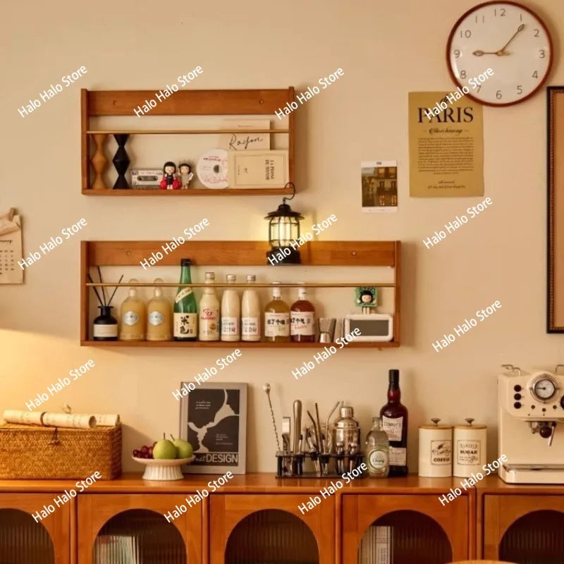 étagère murale bois marron clair moderne rangement livres vinyles décorations 60cm large
