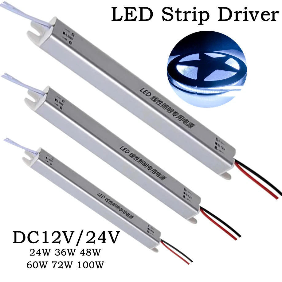 driver led strip 12v 24v 24w 36w 48w 60w 72w 100w ac220v ultrathin moderne