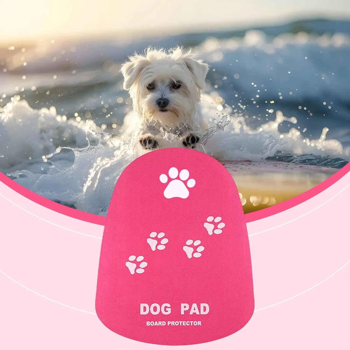 tapis antidérapant impermeable pvc chiens surf traction planches paddleboard kayak externe motifs pattes blancs