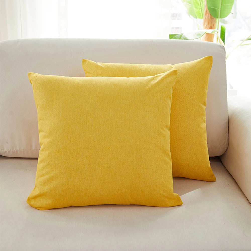 coussins carrés lin modernes bleu gris rose jaune décor intérieur extérieur sofa voiture