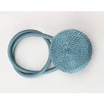 boucle rideau moderne tissé polyester bleu gris marron violet doré anneaux tissés