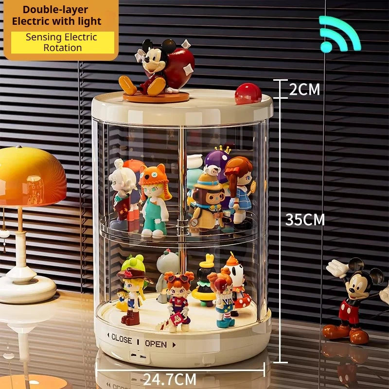 présentoir rotatif blanc figurines transparent boîte rangement moderne niveaux lisses anti poussière trưng bày