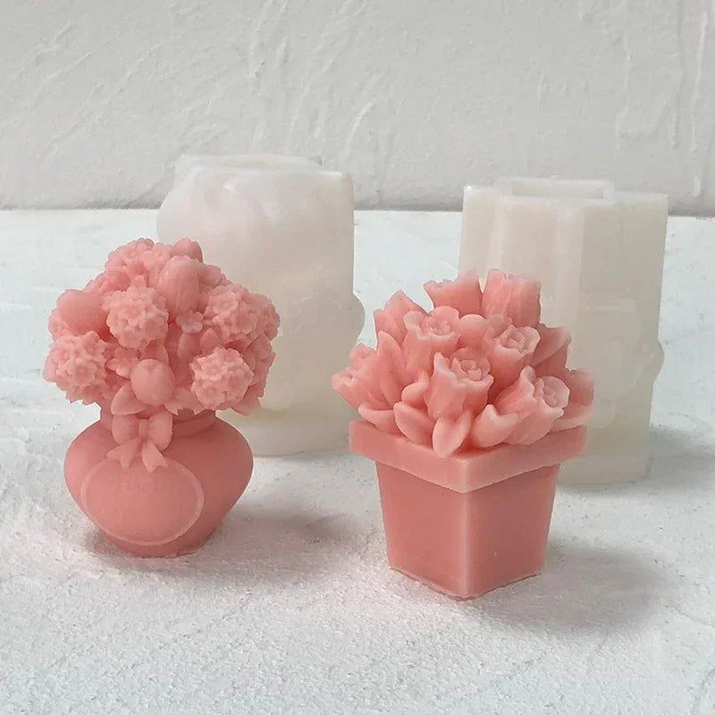 moule silicone bougie fleur rose bouquet artisanal décoration bricolage savon plâtre résine