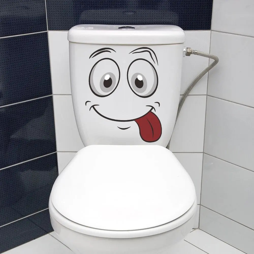 autocollants toilette dessin animé visage souriant blanc résistant humidité moderne pvc 30cm 30cm