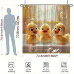 rideau douche canards mignons jaune blanc vert pastel opacité métalliques 180cm 200cm