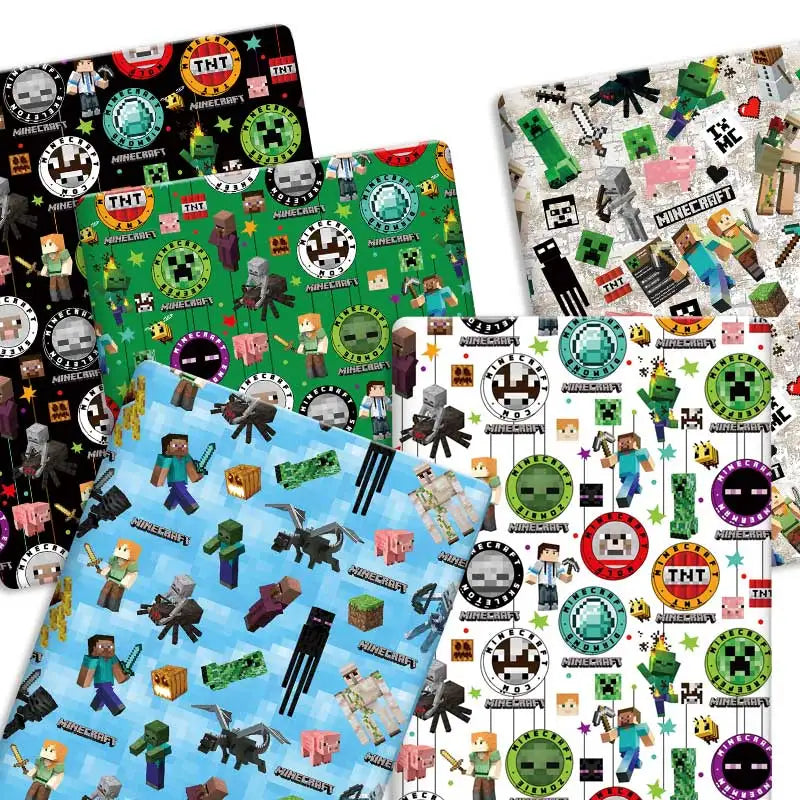 tapis souris minecraft personnages objets pixel art noir vert bleu blanc