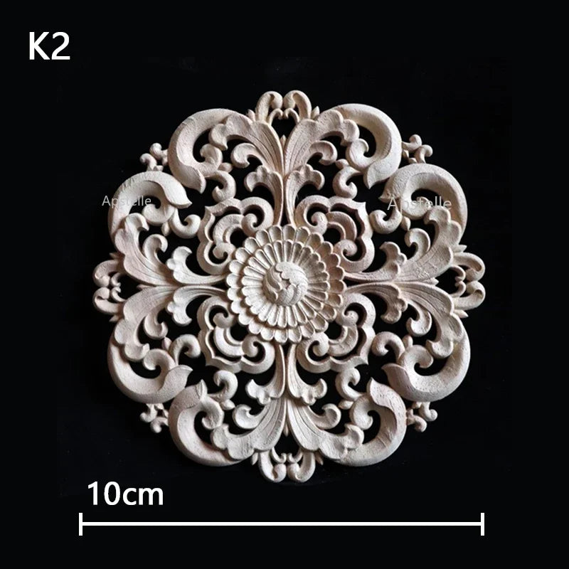 sculpture bois décoration murale fleur baroque artisanale motif géométrique naturel rétro ancien