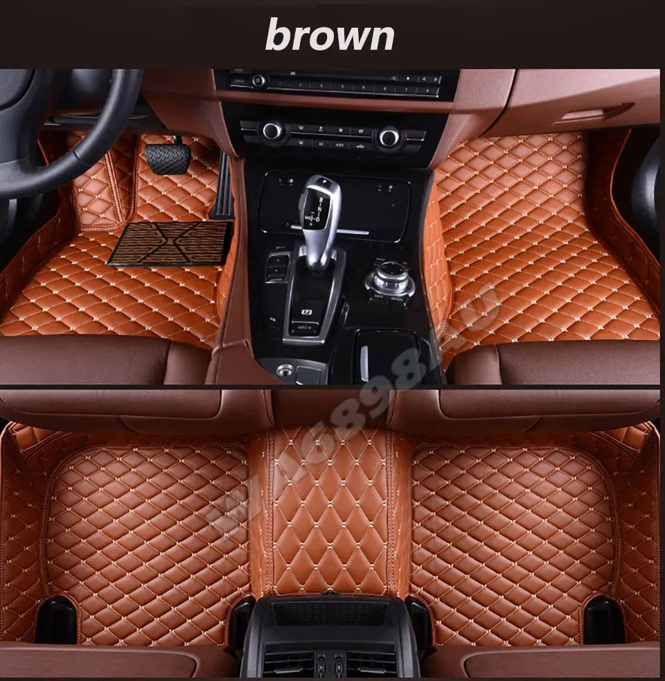 tapis sol voiture cuir noir marron moderne élégant losanges fibres naturelles résistants salissures