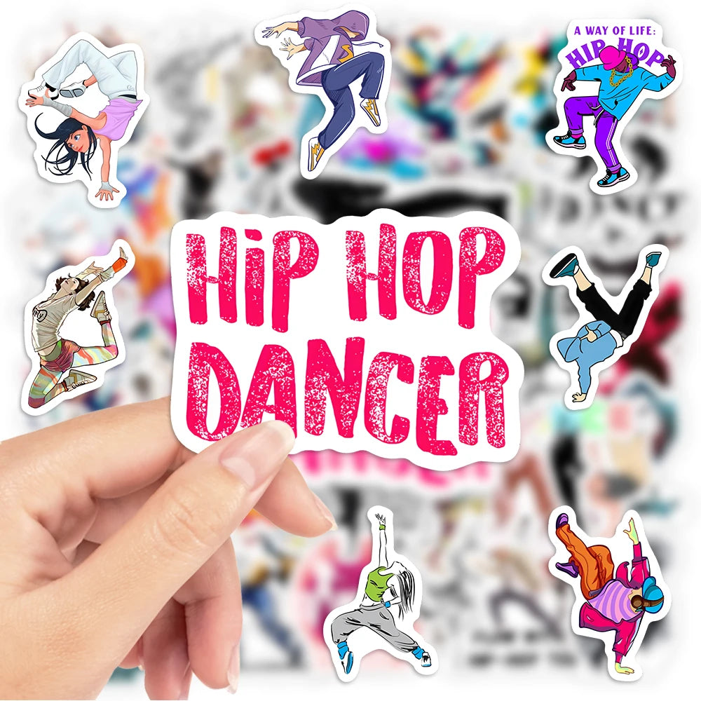 stickers hip hop danseurs poses textes thérapie multicolores adhésifs waterproof adultes adolescents scrapbooking