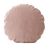 housse coussin ronde velours côtelé rayures horizontales décoration canapé salon moderne rose pâle