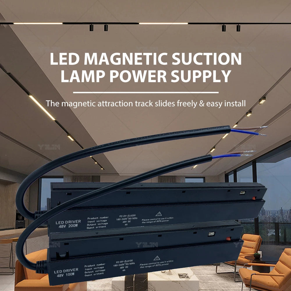 lampe led succion magnétique noir moderne 48v 100w 200w clips câble interrupteur