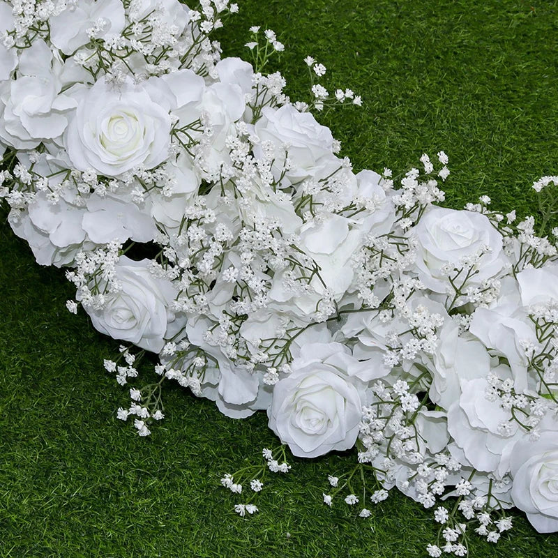 guirlande florale artificielle rose blanche décoration mariage anniversaire extérieur classique 200cm 35cm