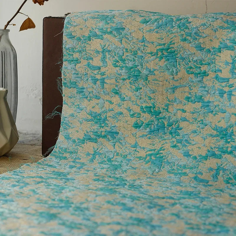 tissu polyester bleu clair texture marbrée tissu jacquard moderne résistant matériaux bricolage texturé opaque