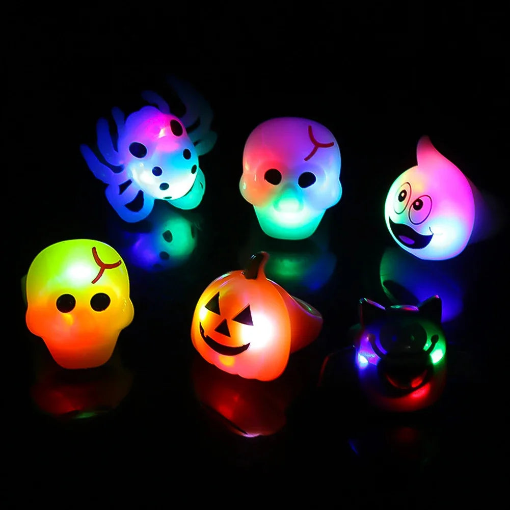 anneaux lumineux halloween araignées crânes citrouilles fantômes orange rose vert bleu noir blanc festive