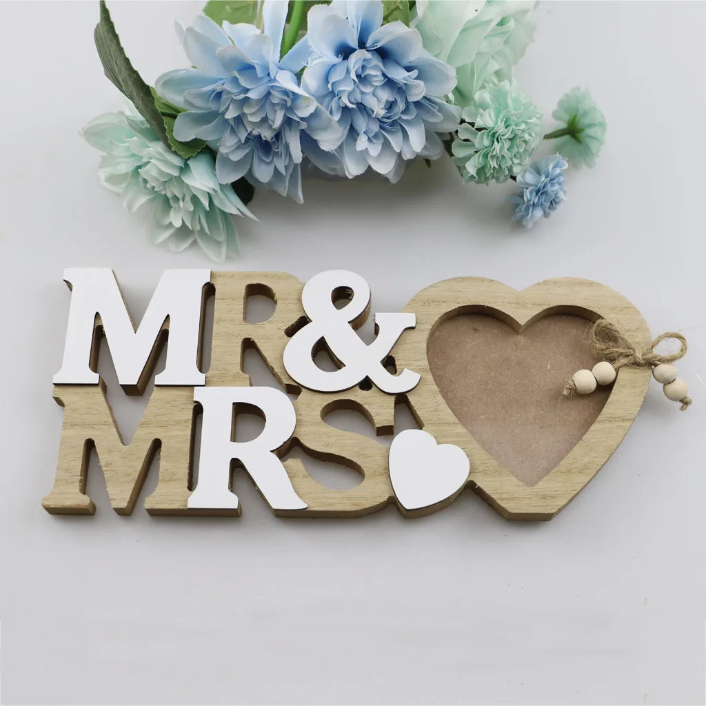 cadre photo bois coeur moderne mr mrs clips decoration valentin mariage famille erotique