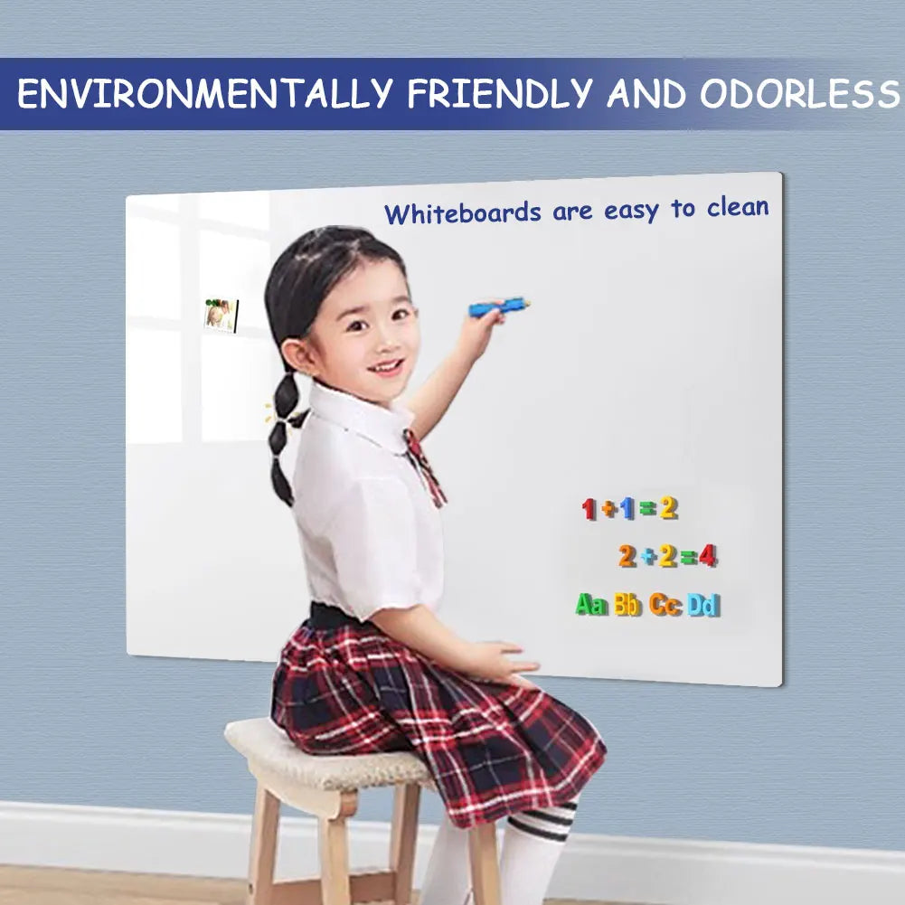 tableau blanc magnétique adhésif lettres chiffres formes géométriques effaçable moderne 45x60cm