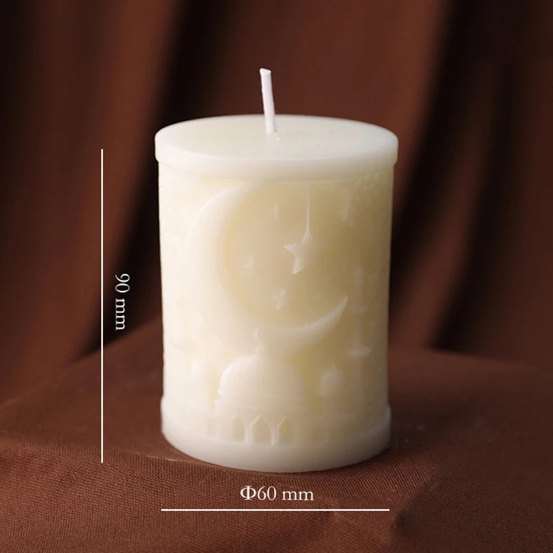 bougies aromathérapie blanches rayures architecturales classiques opaques İslam festival decoration