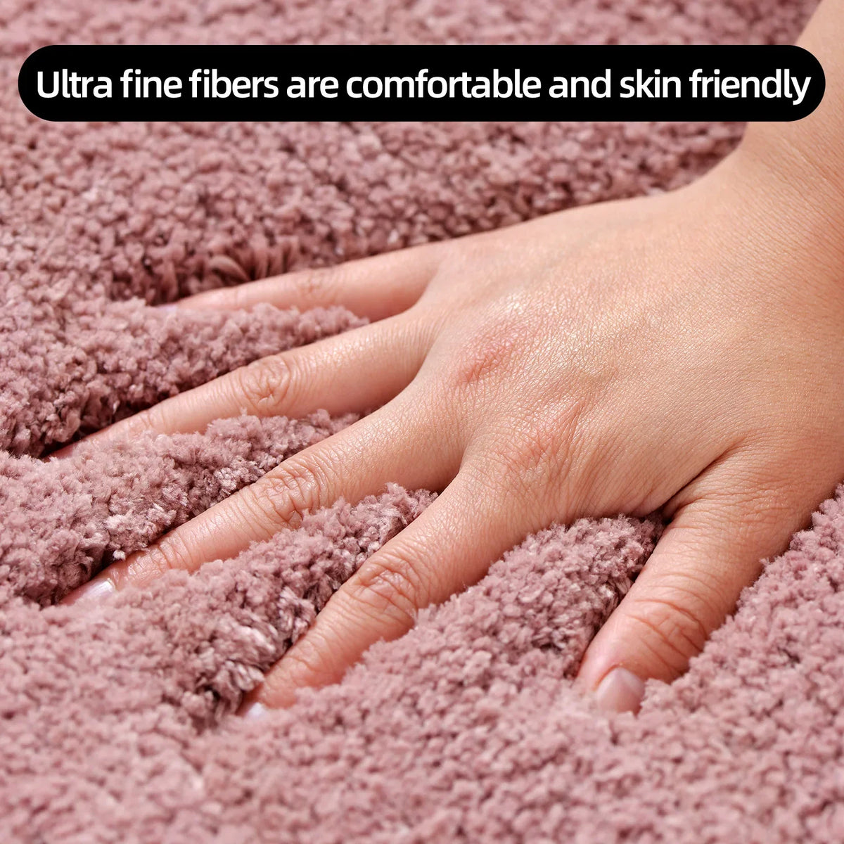 tapis bain moderne gris rose peluche épaisse antidérapant respectueux environnement 50x50cm