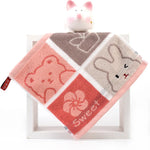 serviettes coton animées dessin triangles lapins nuages étoiles clips enfants rose bleu