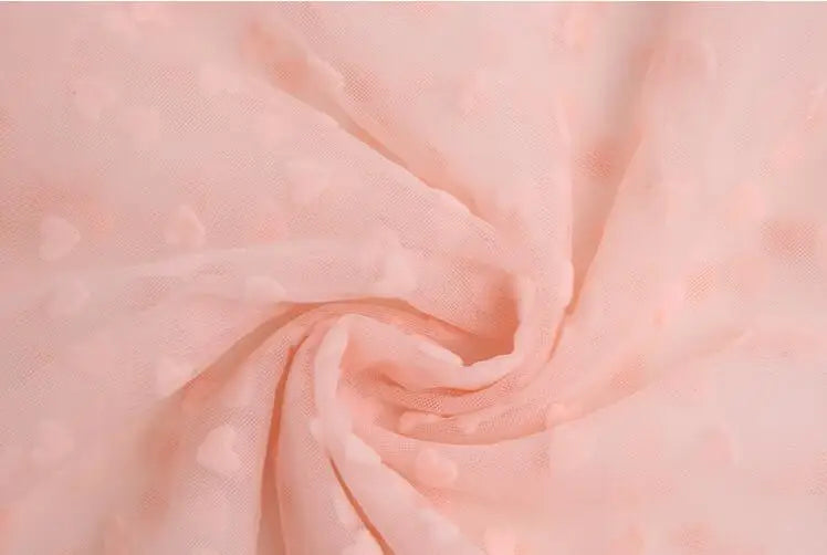 tissu polyester dentelle coeurs blanc noir rose beige rouge translucide mariage