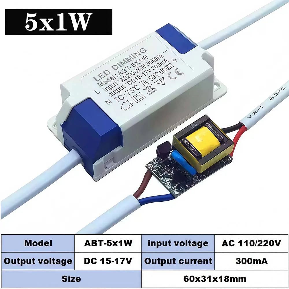 drivers led dimmable certification rohs tension sortie 60v câbles blancs interrupteur moderne technique 300ma