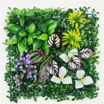 panneau mural plantes artificielles herbe verte fleurs blanches décoration jardin extérieur mur extérieur décoratif