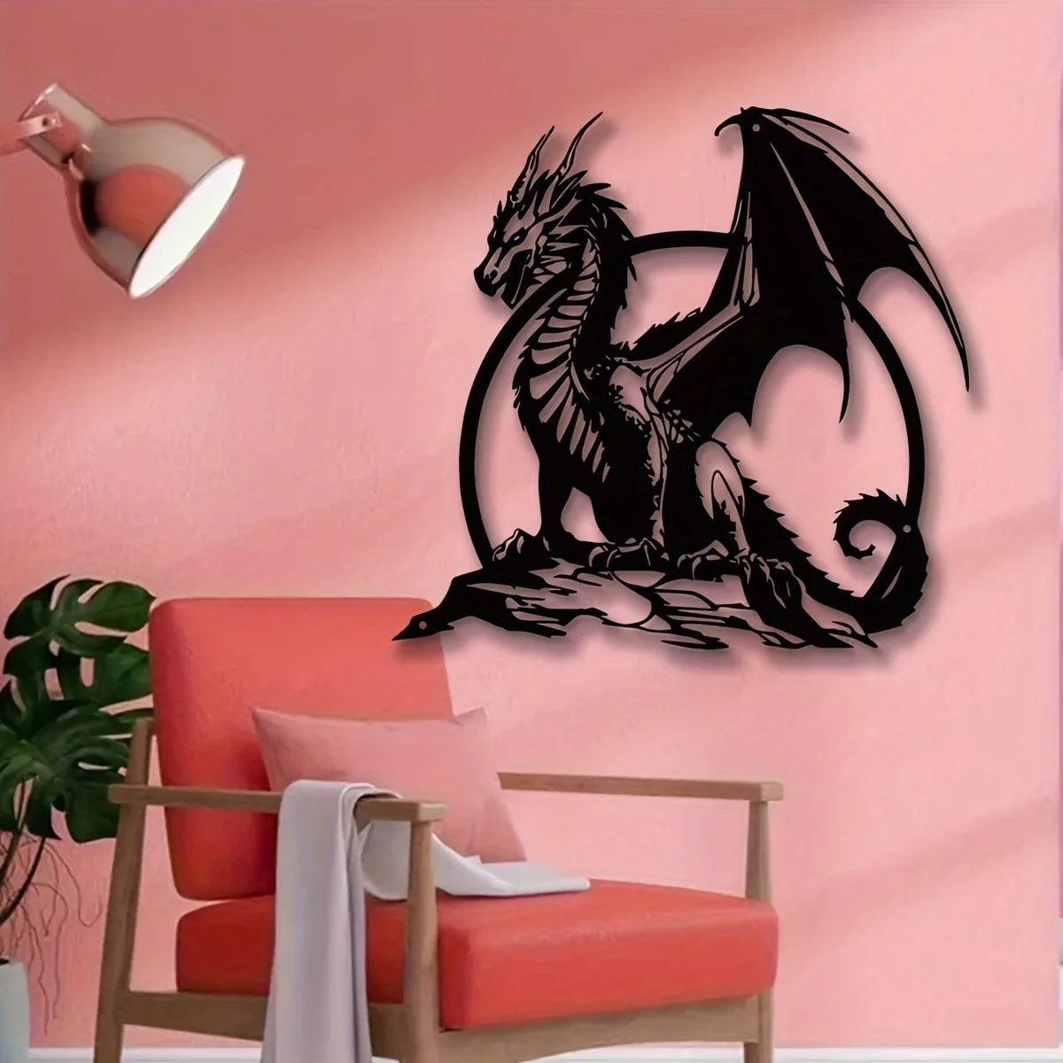 sculpture murale dragon noir art contemporain décoration intérieure extérieure moderne finement détaillée fixations incluses