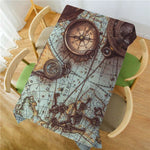 nappe table vintage carte ancienne compas motifs géométriques bleu clair marron adaptée tables