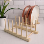 support assiettes bois naturel moderne drainage auto étagère cuisine rangement vaisselle