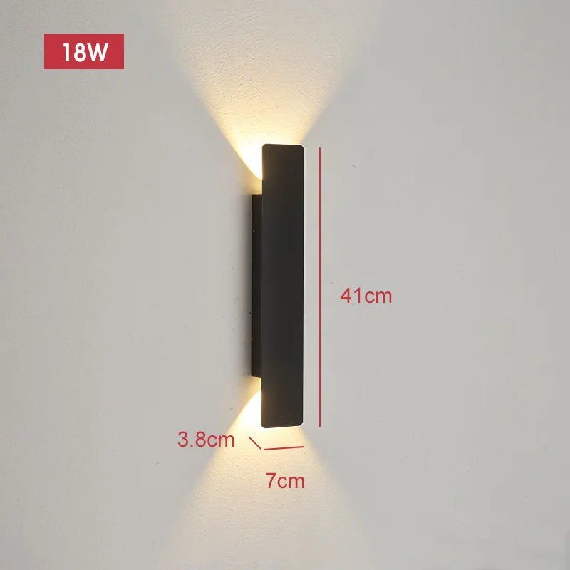 applique murale moderne extérieure led 18w aluminium hydrofuge ip65 noir 61cm
